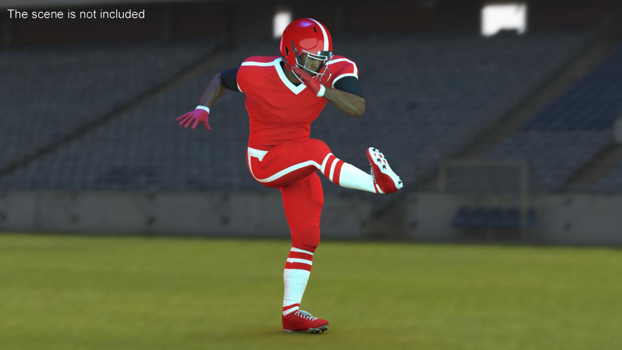 3D Red Uniform Black Man Football Player Rigged for Cinema 4D model