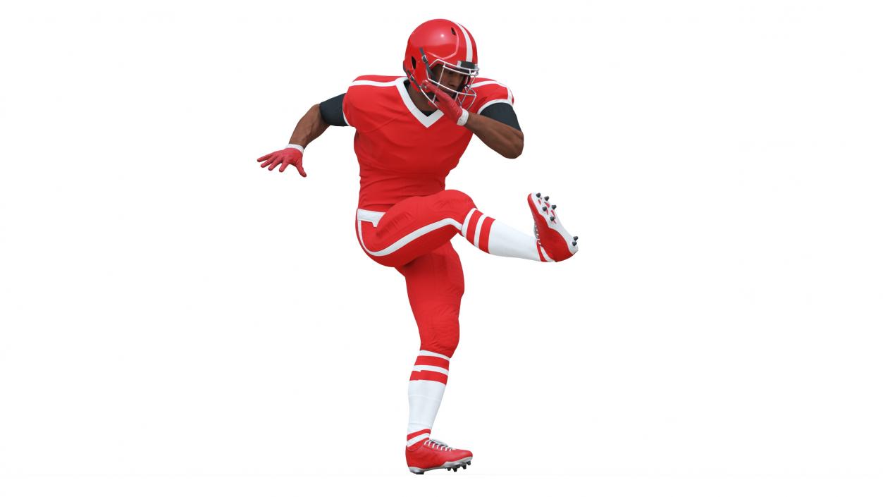 3D Red Uniform Black Man Football Player Rigged for Cinema 4D model