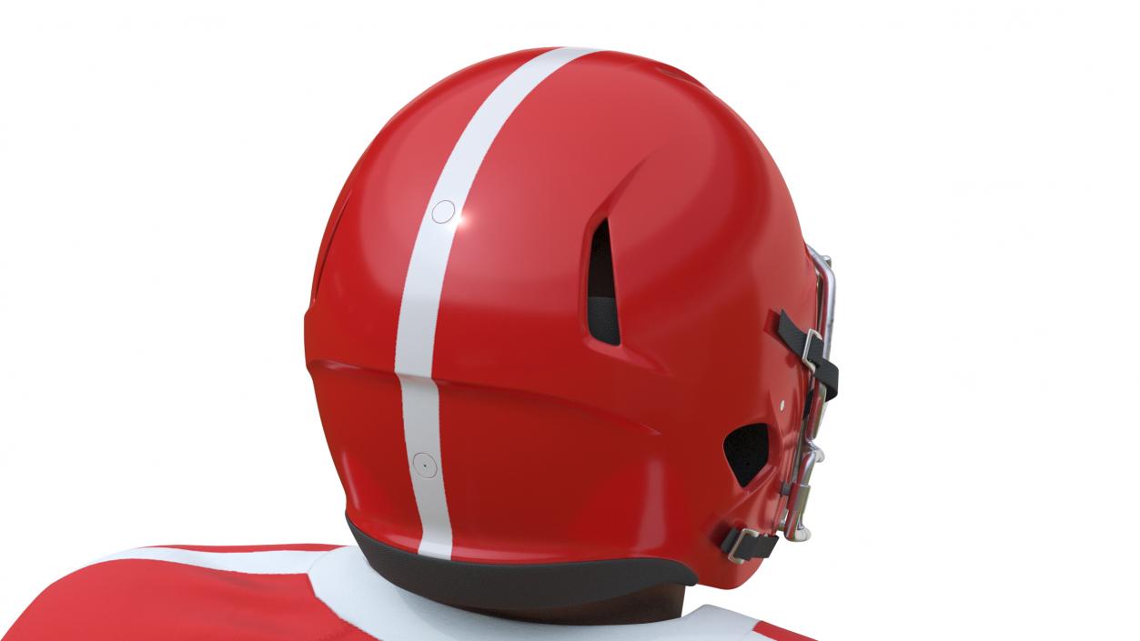 3D Red Uniform Black Man Football Player Rigged for Cinema 4D model