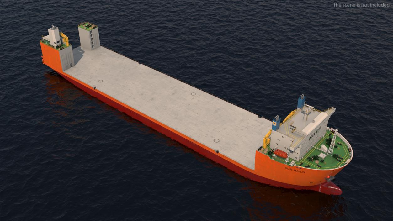 3D Blue Marlin Heavy Lift Vessel Rigged