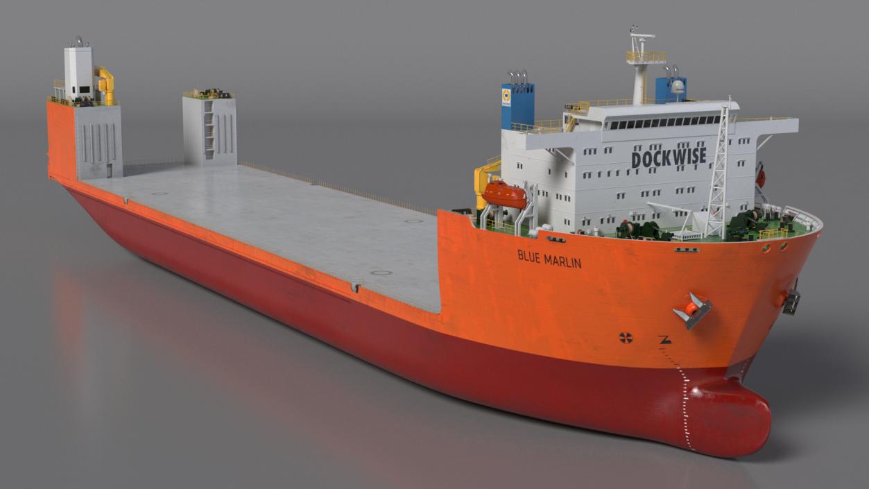 3D Blue Marlin Heavy Lift Vessel Rigged