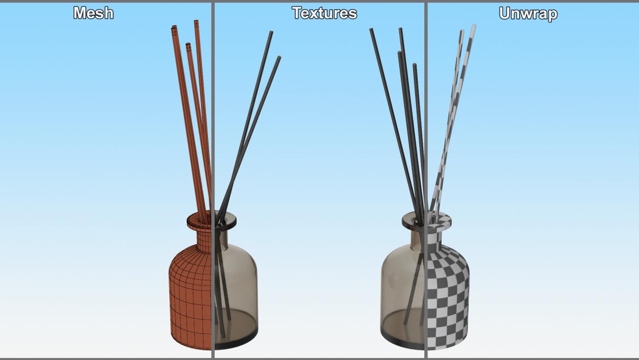 3D Aroma Reed Diffuser Bottle with Sticks model