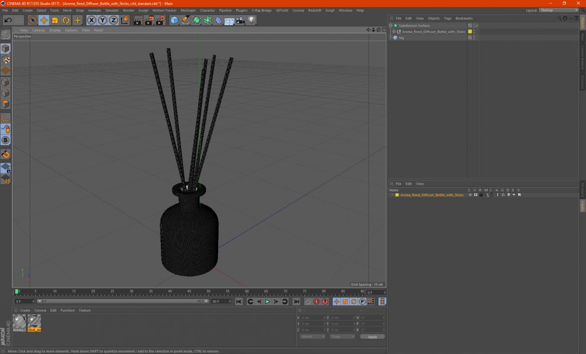 3D Aroma Reed Diffuser Bottle with Sticks model