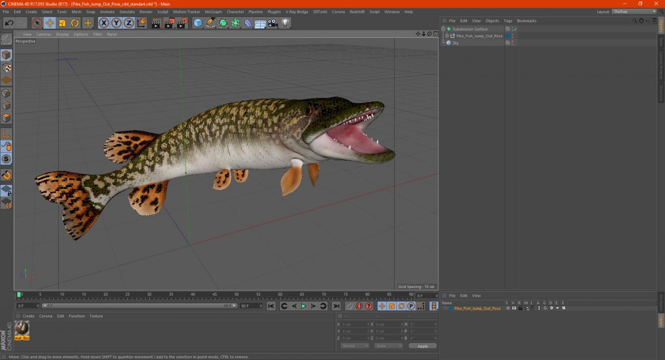 3D Pike Fish Jump Out Pose model