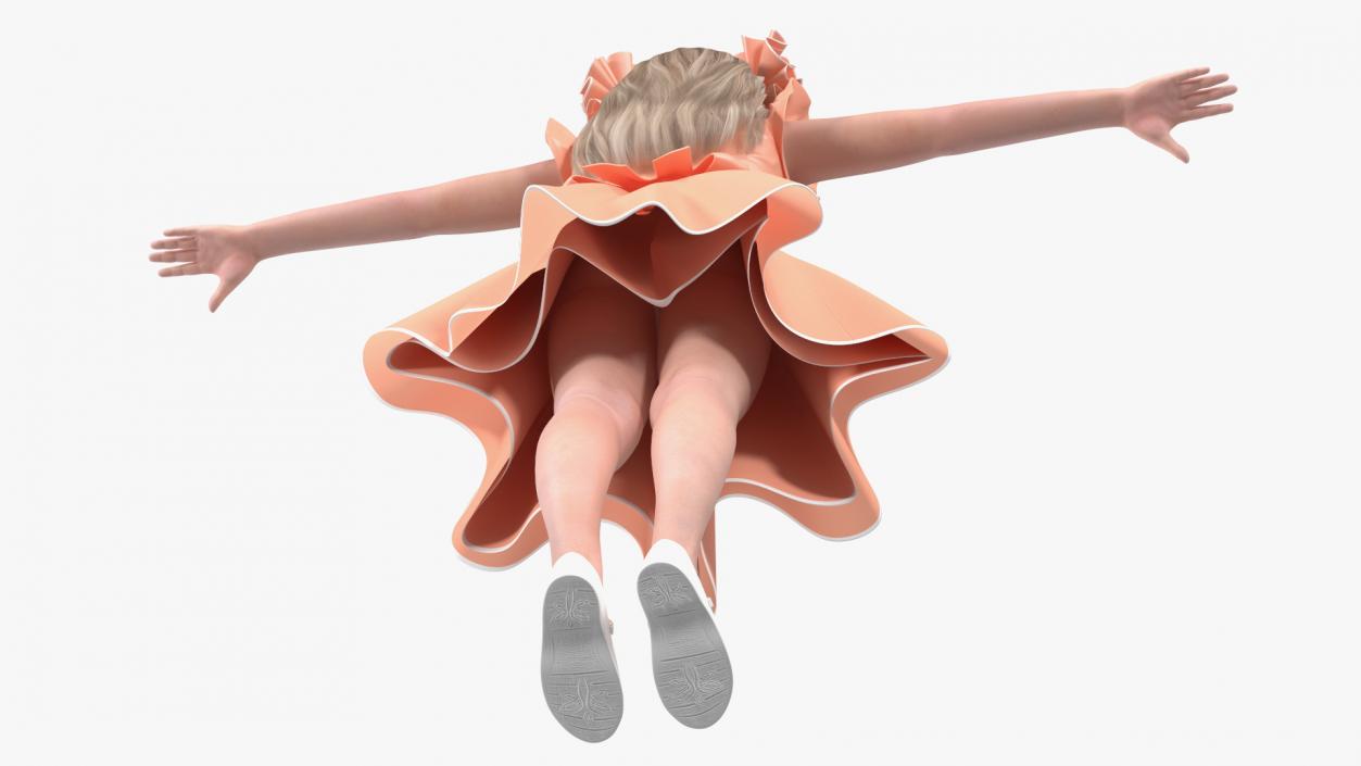 Child Girl Party Style T-pose 3D model