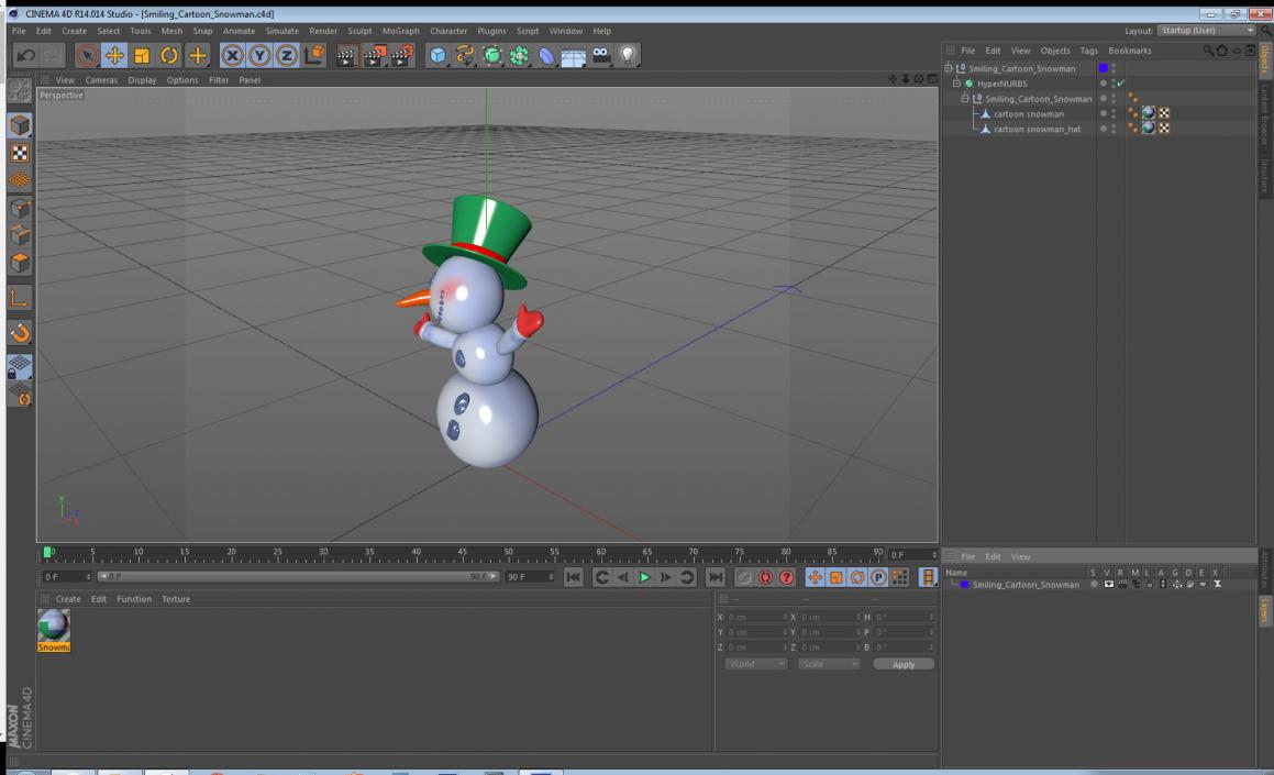 3D Smiling Cartoon Snowman model