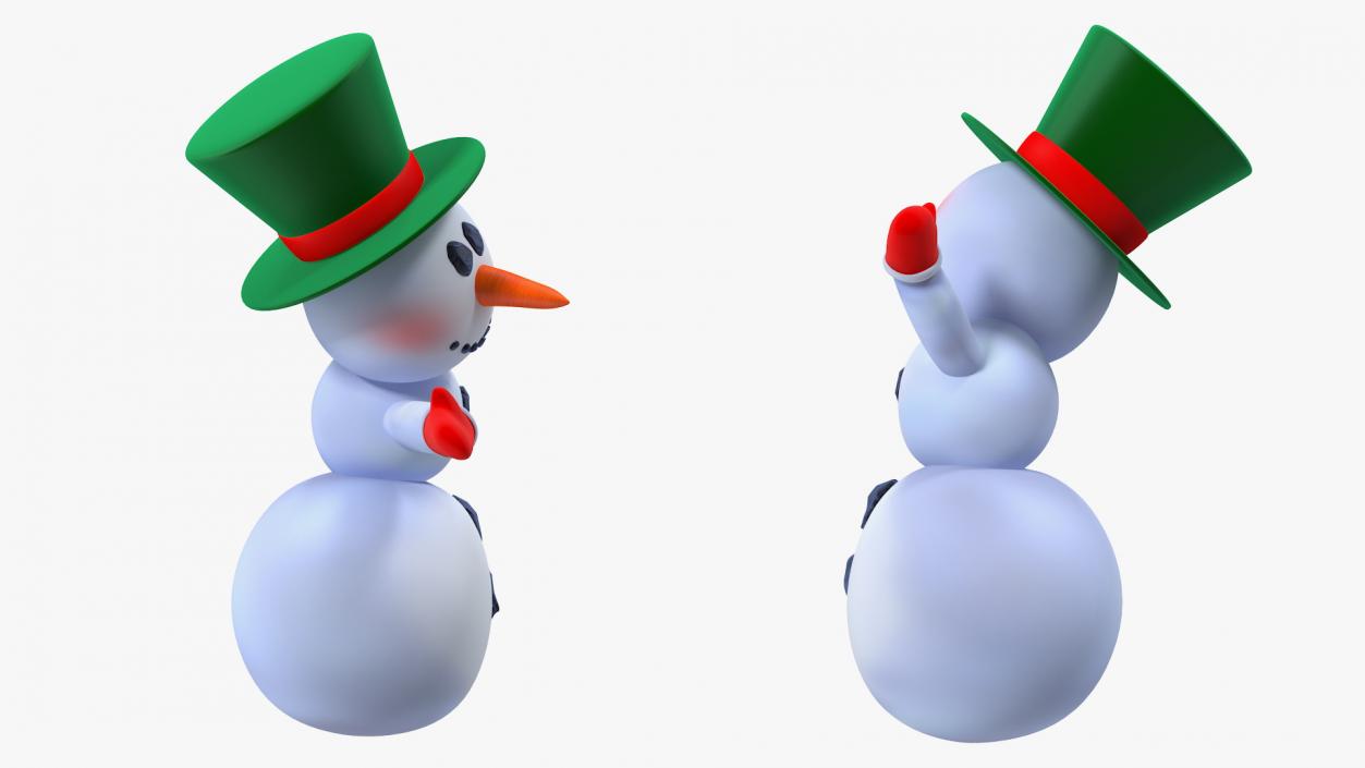 3D Smiling Cartoon Snowman model