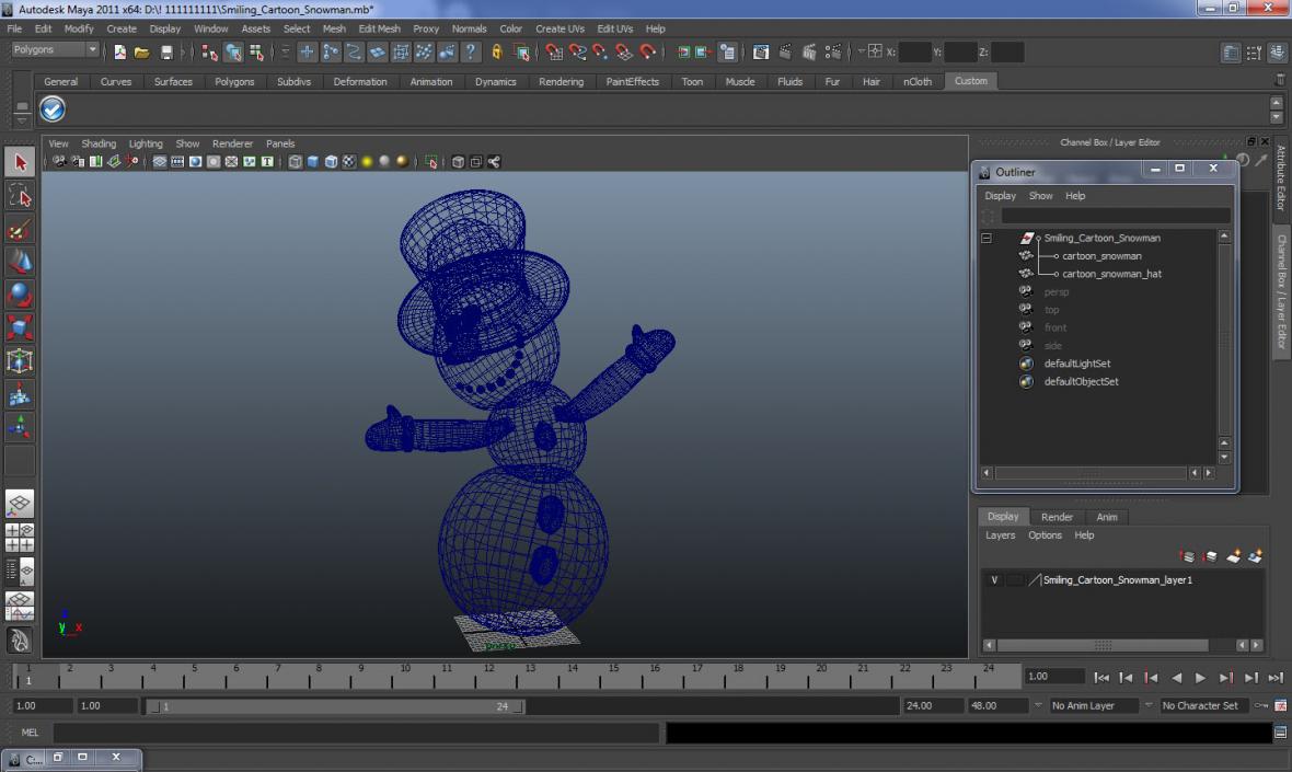 3D Smiling Cartoon Snowman model