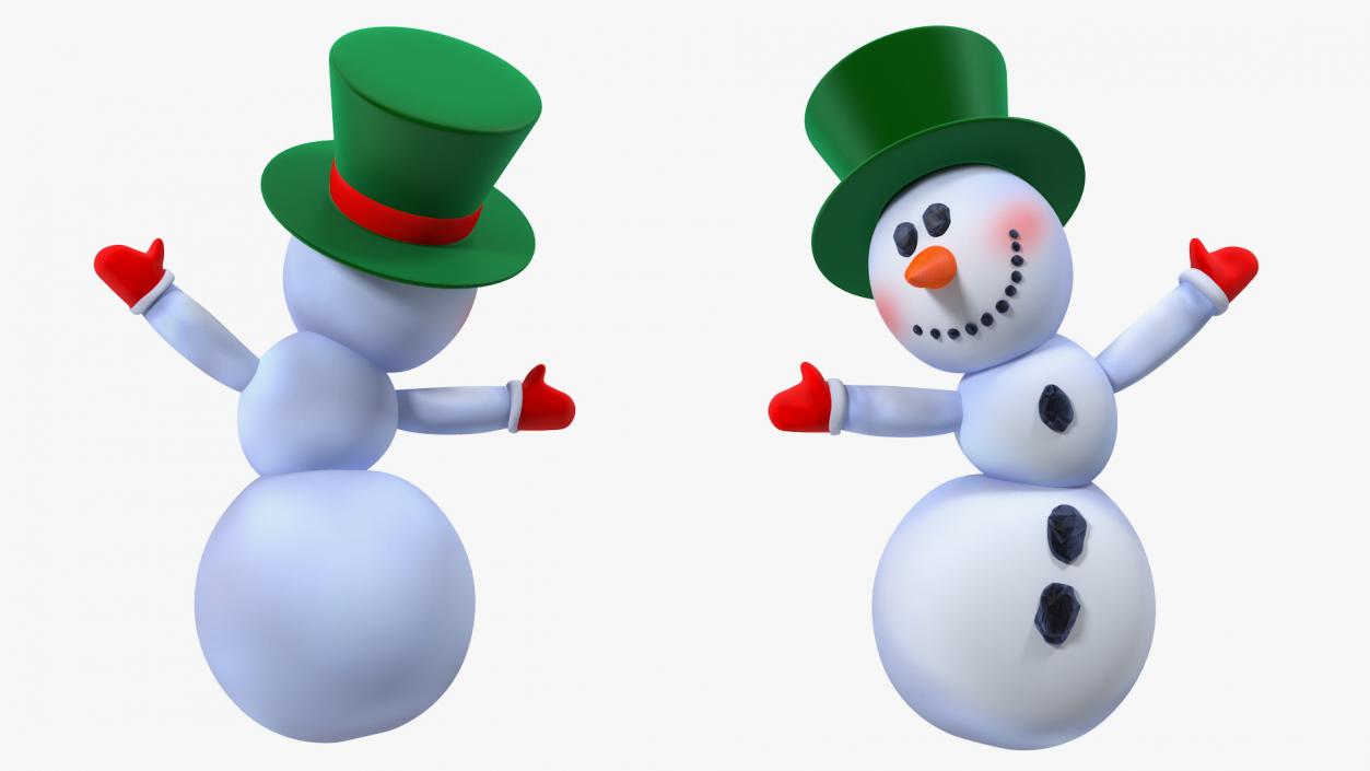 3D Smiling Cartoon Snowman model