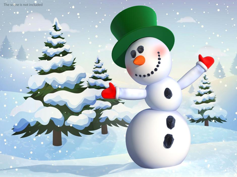 3D Smiling Cartoon Snowman model