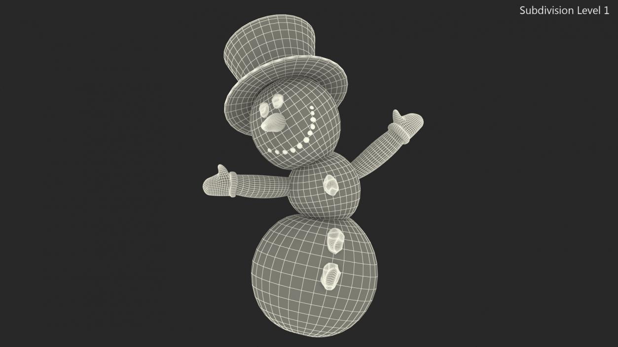 3D Smiling Cartoon Snowman model