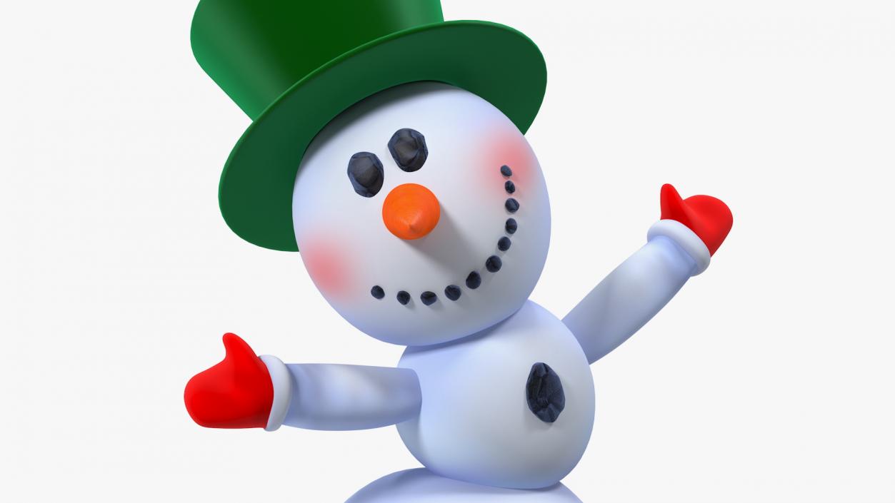 3D Smiling Cartoon Snowman model