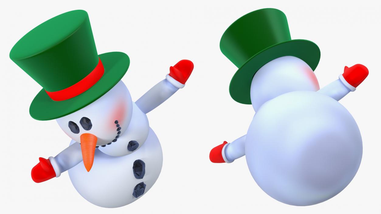 3D Smiling Cartoon Snowman model