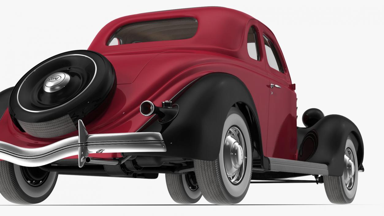 3D 1936 Ford V8 Coupe Red Simple Interior model