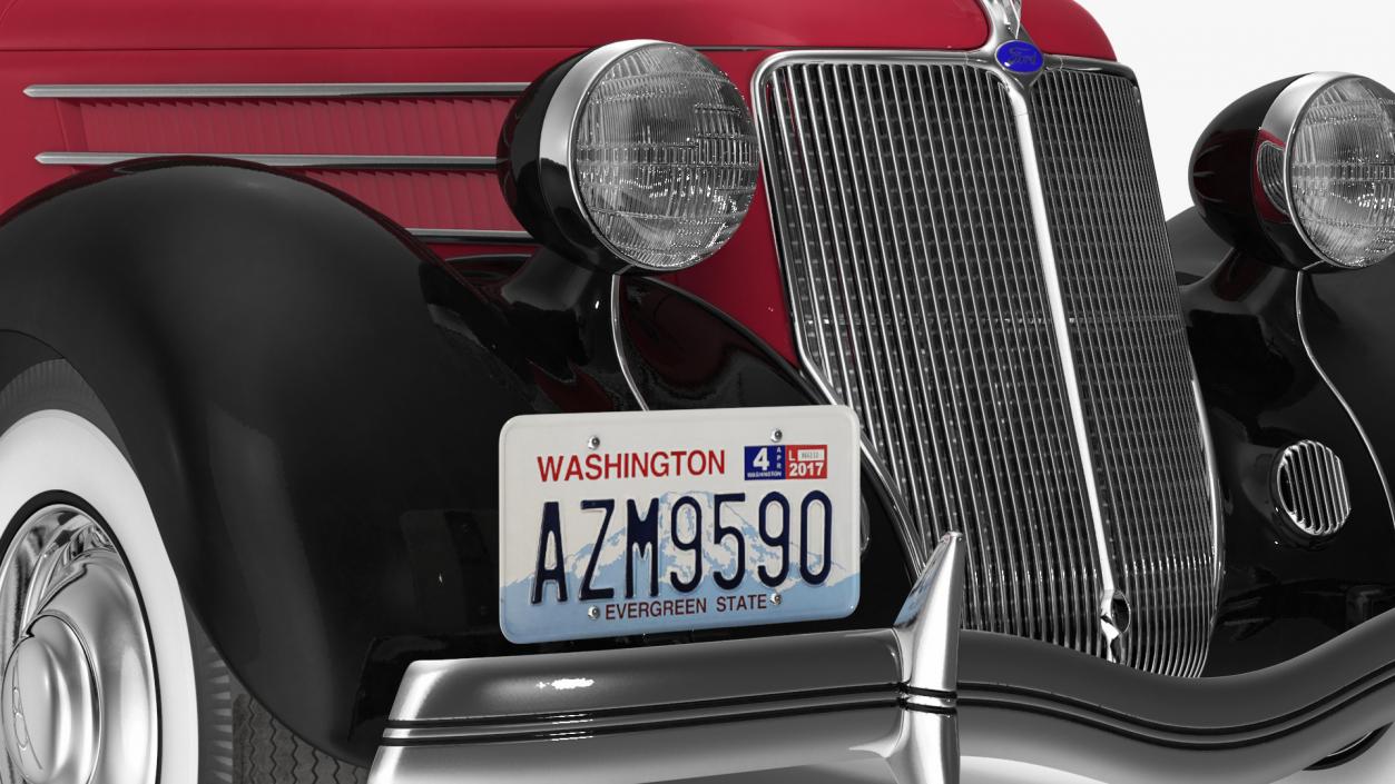 3D 1936 Ford V8 Coupe Red Simple Interior model