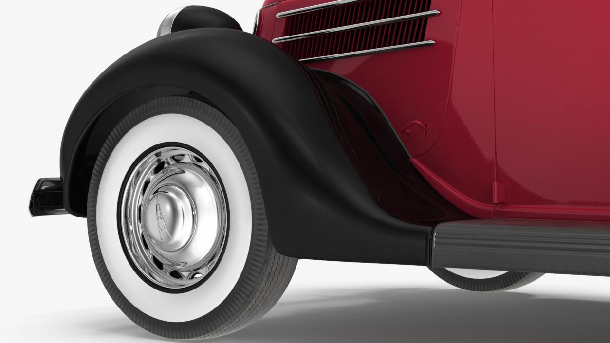 3D 1936 Ford V8 Coupe Red Simple Interior model