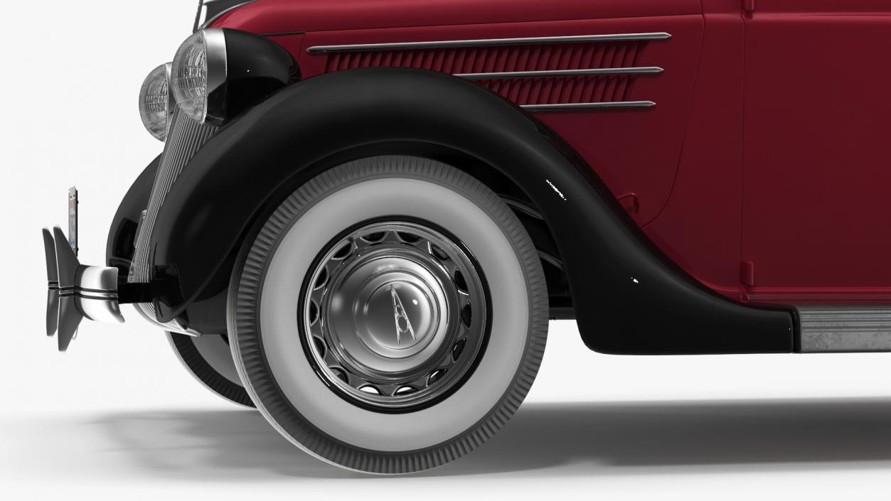 3D 1936 Ford V8 Coupe Red Simple Interior model