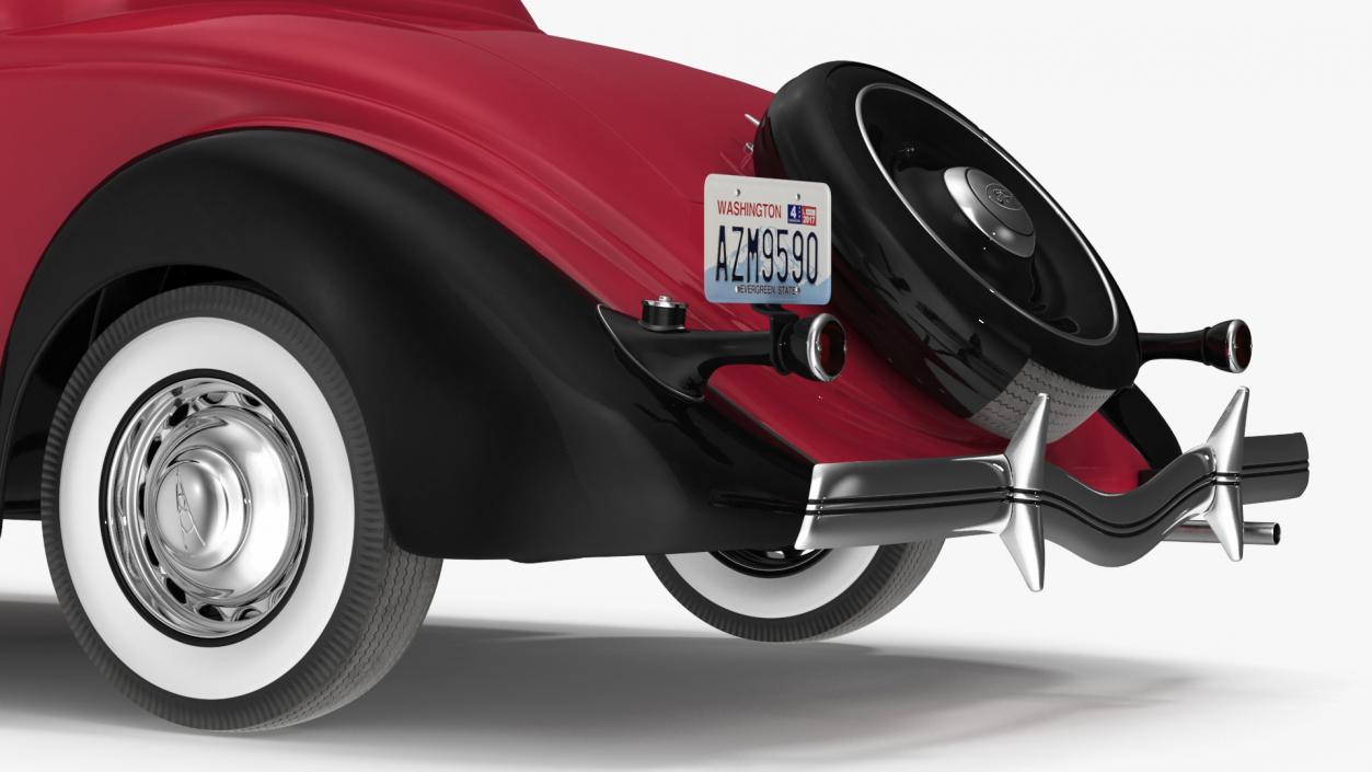 3D 1936 Ford V8 Coupe Red Simple Interior model