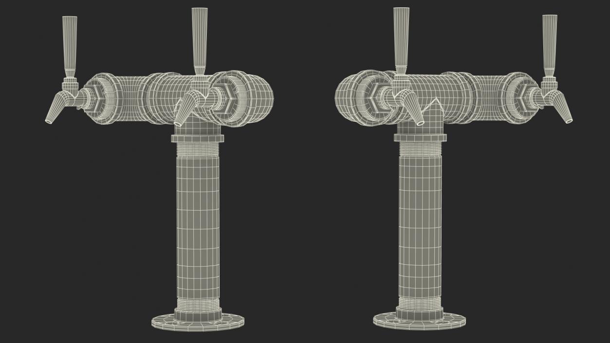 Black Iron Pipe Beer Tower Double Tap 3D