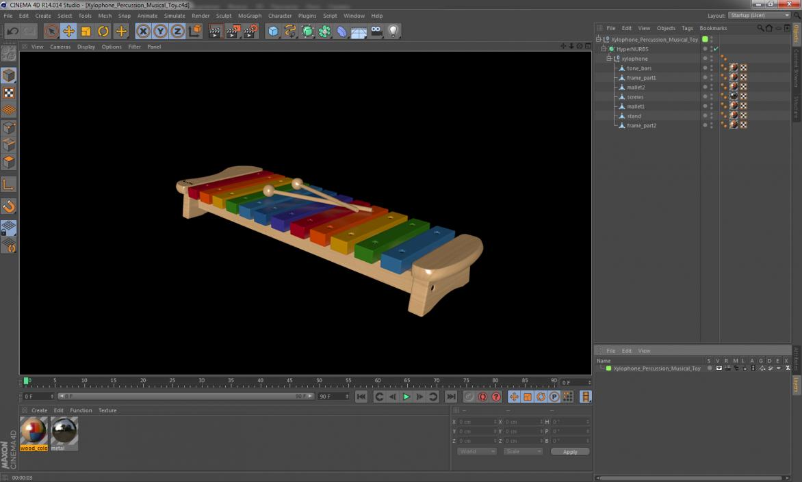 Xylophone Percussion Musical Toy 3D