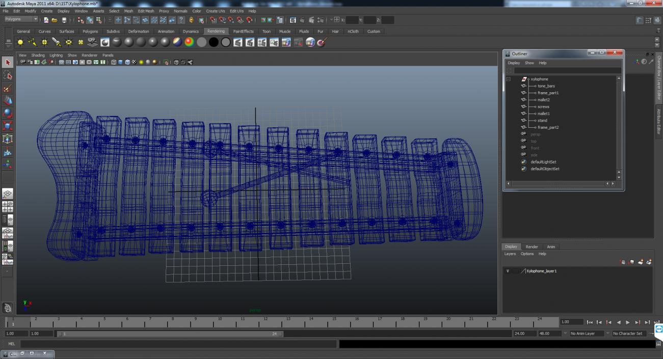 Xylophone Percussion Musical Toy 3D