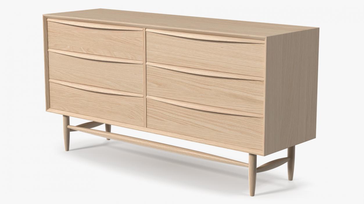 3D Lenia Solid White Oak Wood Sideboard