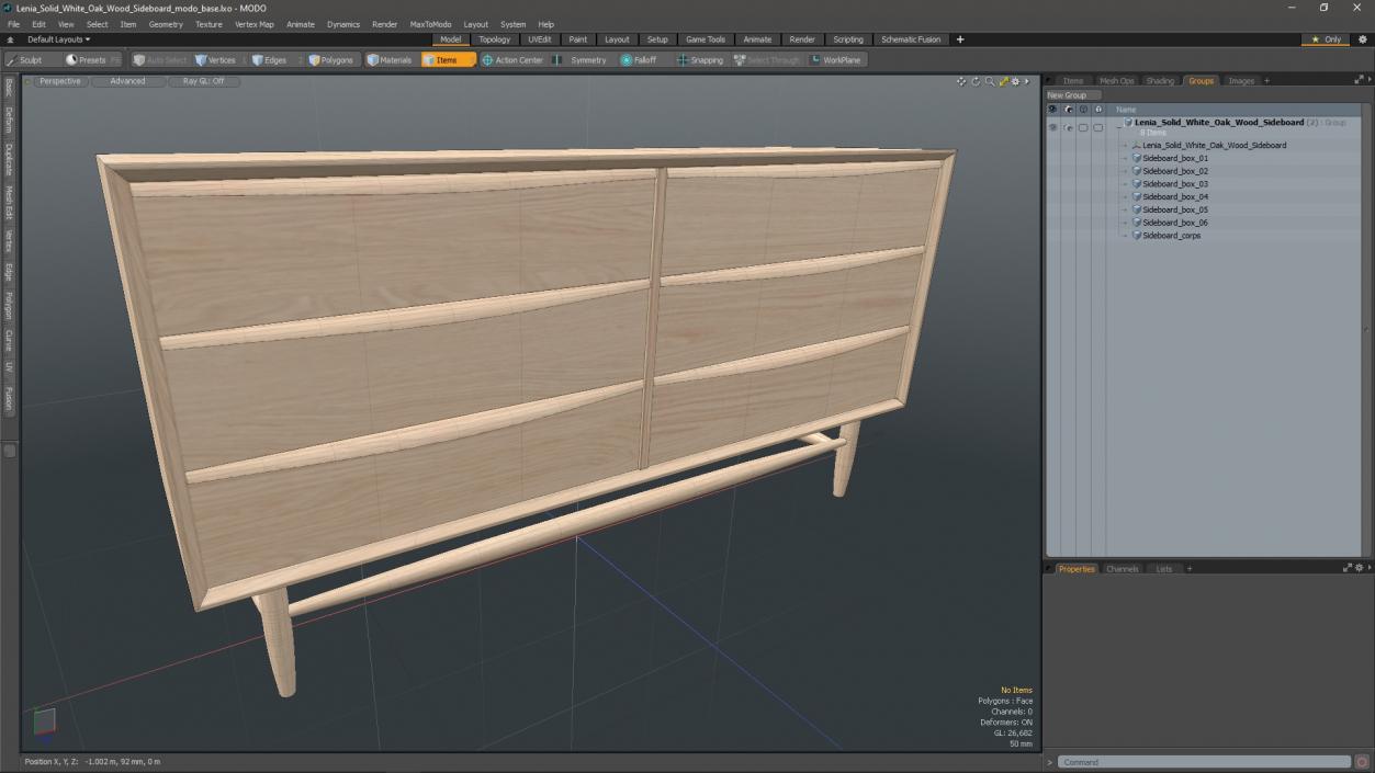 3D Lenia Solid White Oak Wood Sideboard