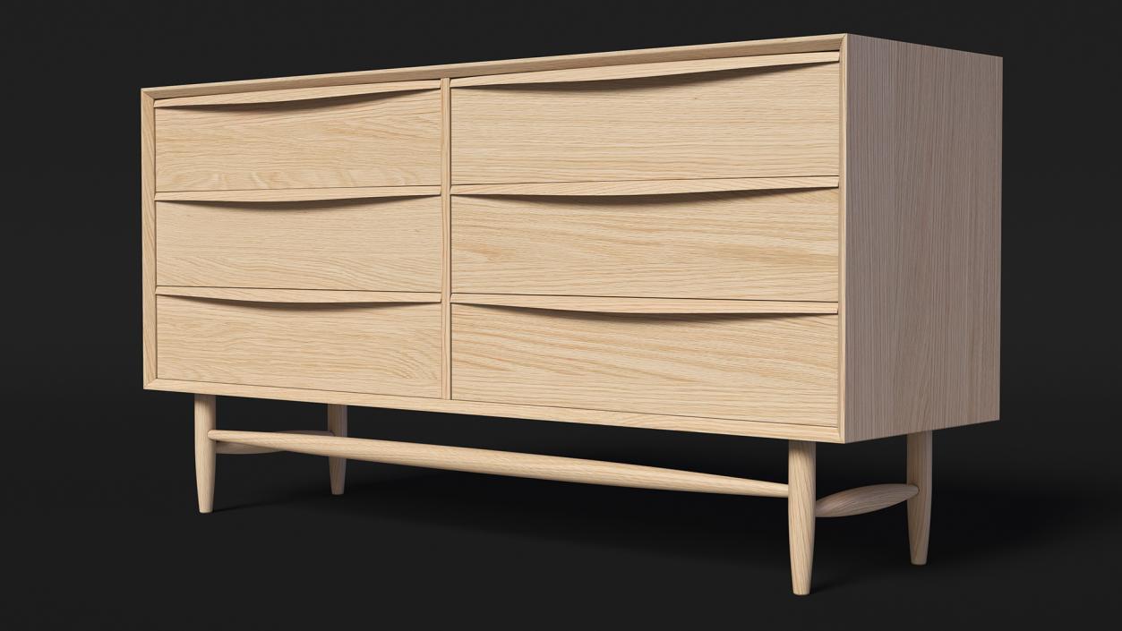 3D Lenia Solid White Oak Wood Sideboard