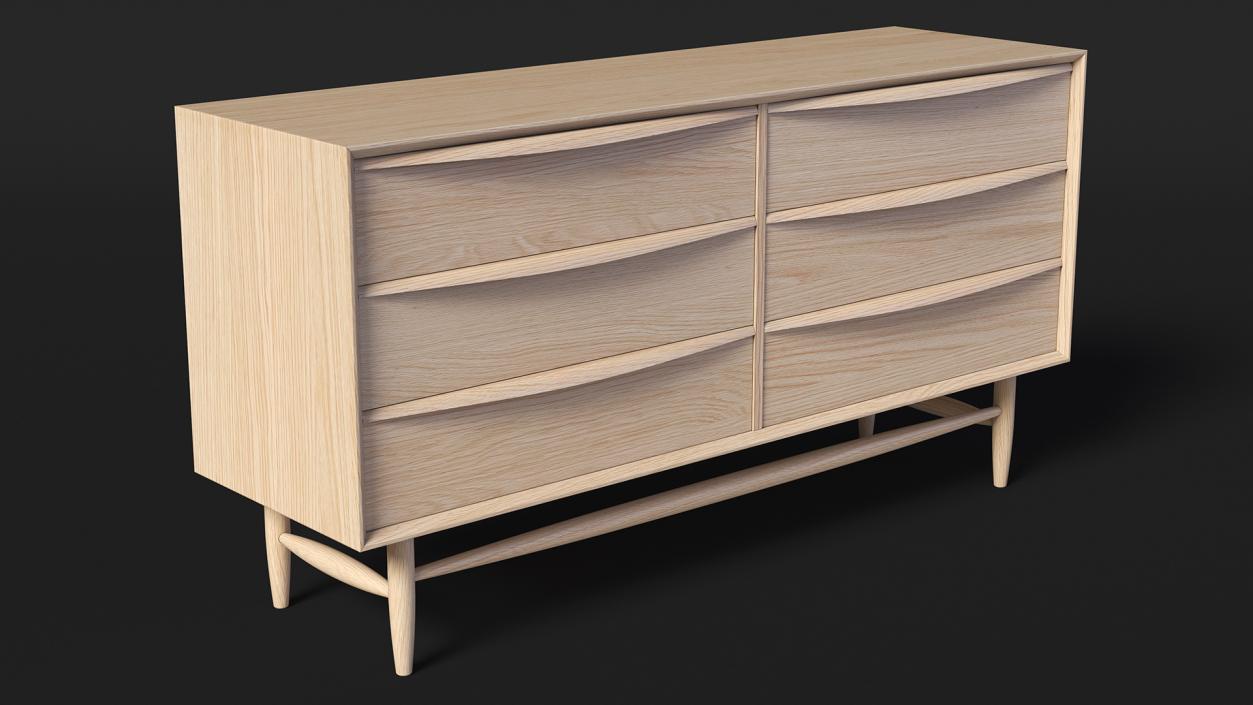 3D Lenia Solid White Oak Wood Sideboard