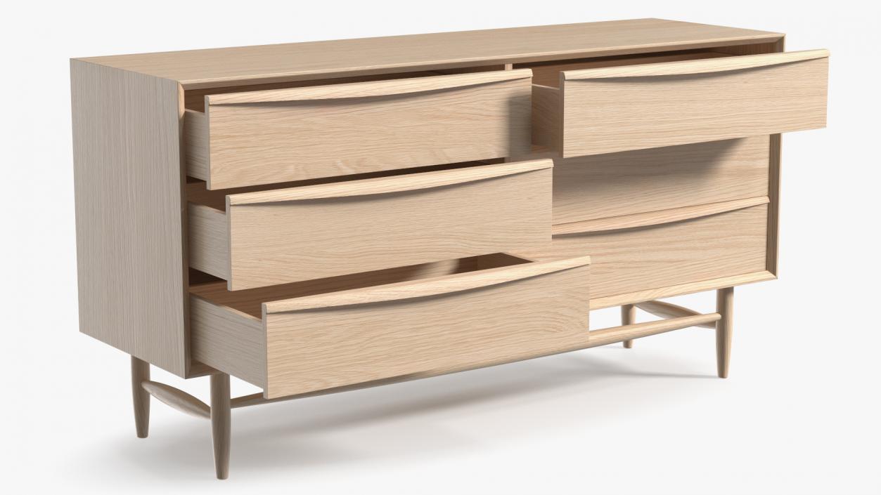 3D Lenia Solid White Oak Wood Sideboard