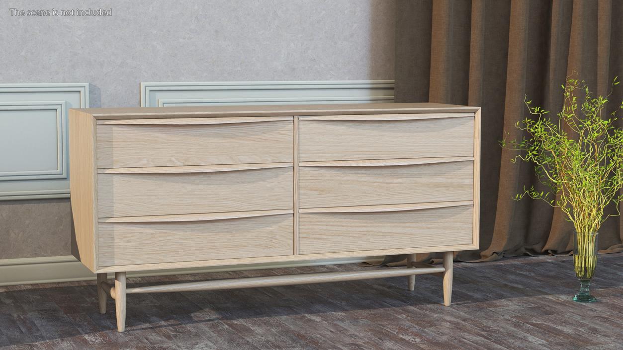 3D Lenia Solid White Oak Wood Sideboard