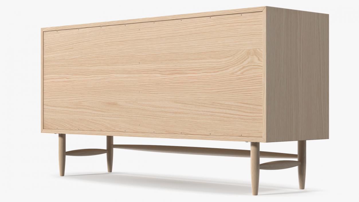 3D Lenia Solid White Oak Wood Sideboard