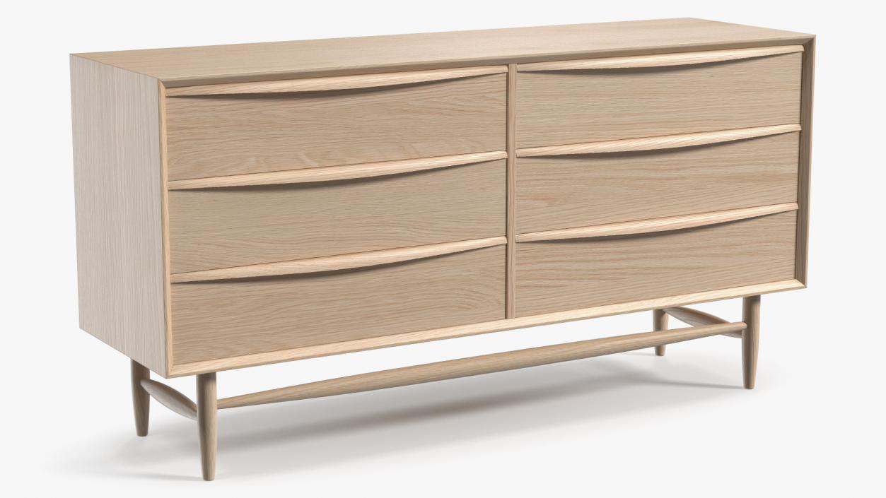 3D Lenia Solid White Oak Wood Sideboard