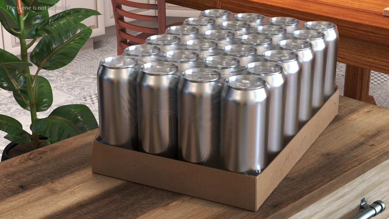 3D Transparent Pack with 24pcs 500ml Aluminium Cans model