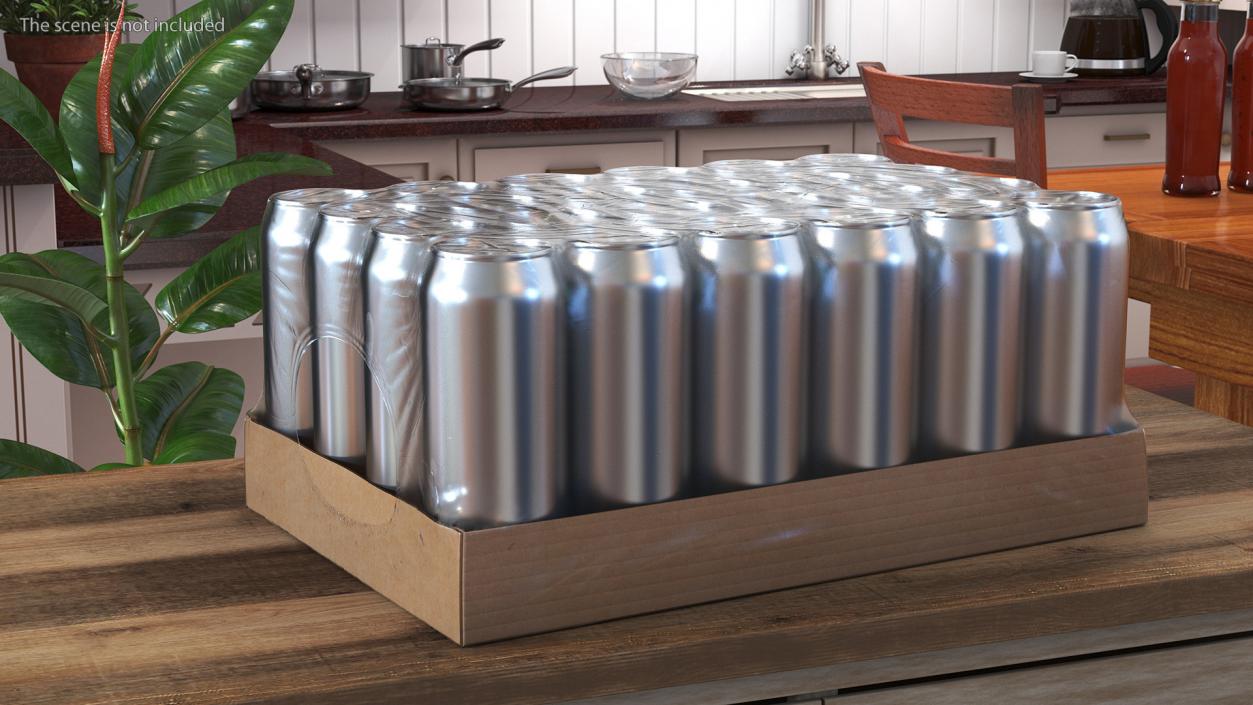 3D Transparent Pack with 24pcs 500ml Aluminium Cans model