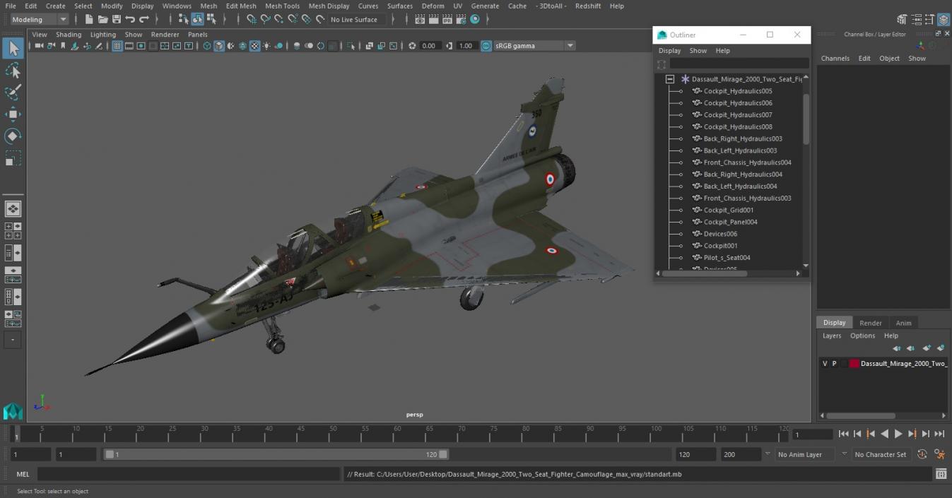 3D Dassault Mirage 2000 Two Seat Fighter Camouflage model