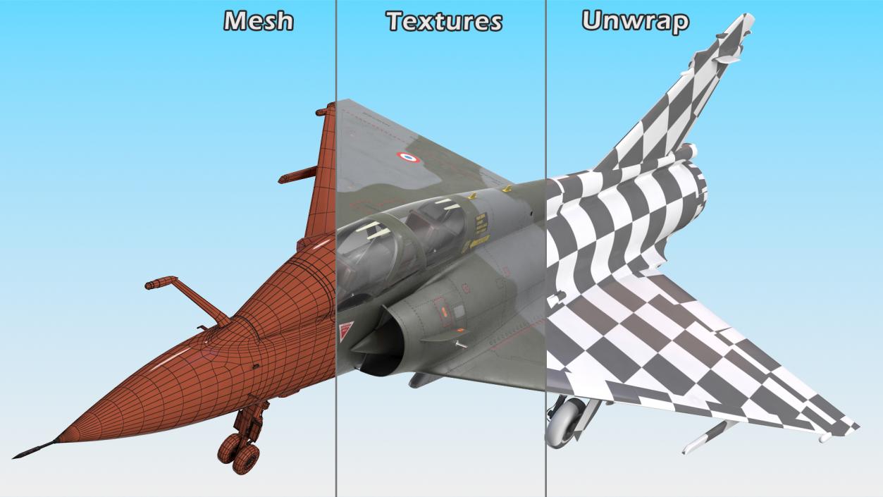 3D Dassault Mirage 2000 Two Seat Fighter Camouflage model