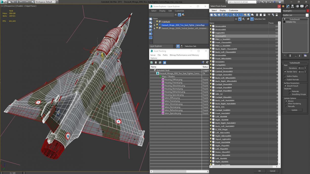 3D Dassault Mirage 2000 Two Seat Fighter Camouflage model