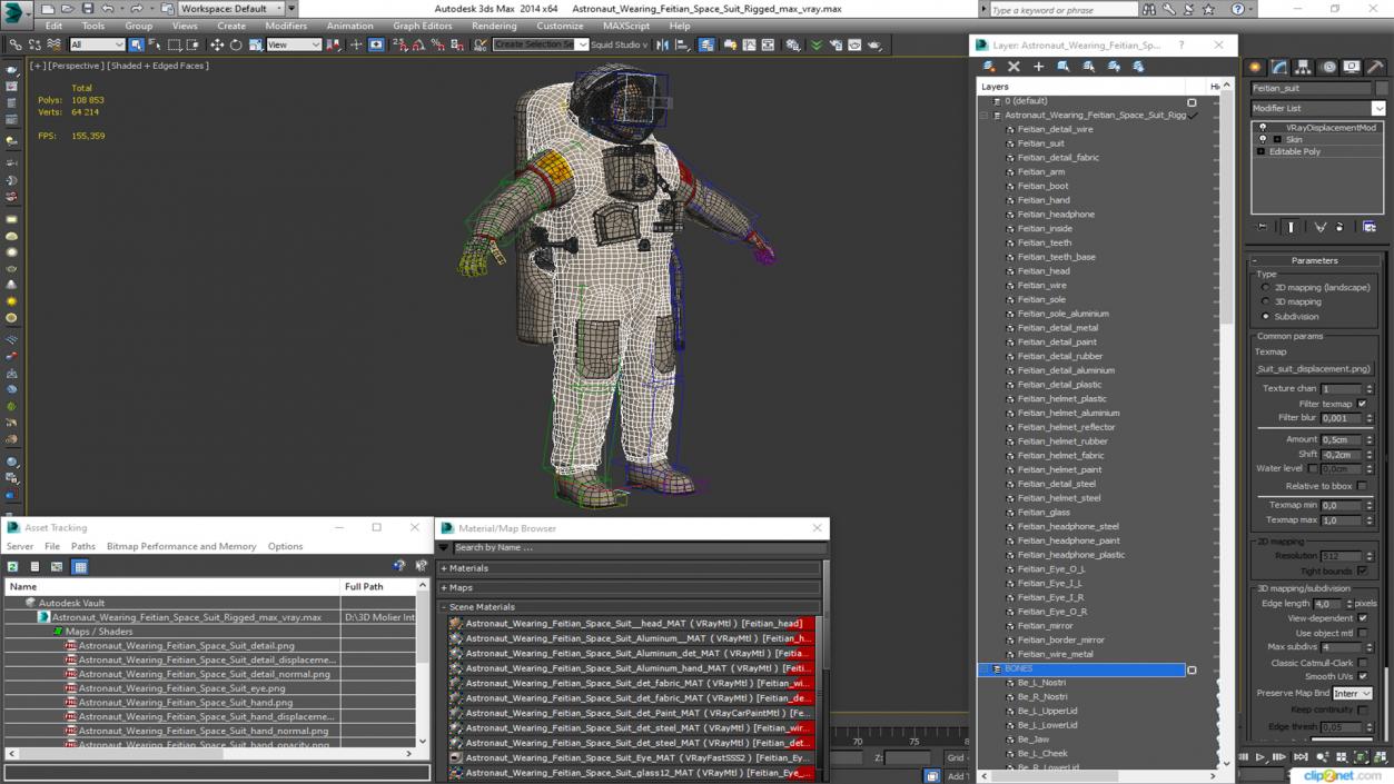 3D Astronaut Wearing Feitian Space Suit Rigged model