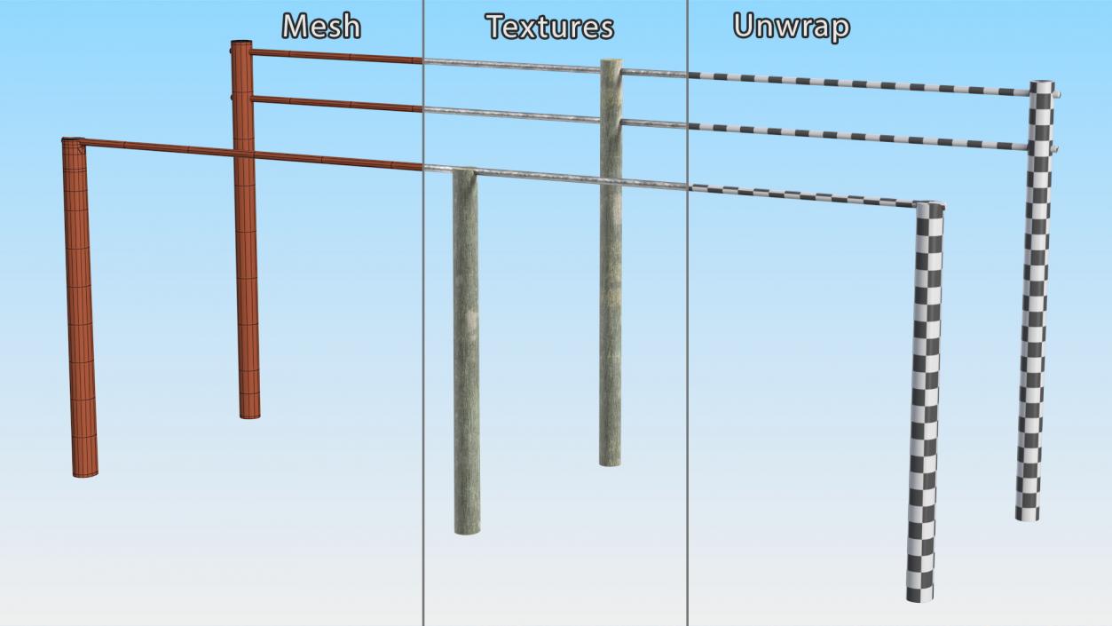 3D Outdoor Wooden Crossbars Old model