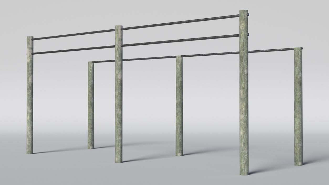 3D Outdoor Wooden Crossbars Old model