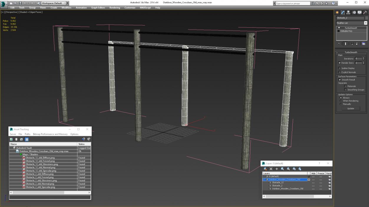 3D Outdoor Wooden Crossbars Old model