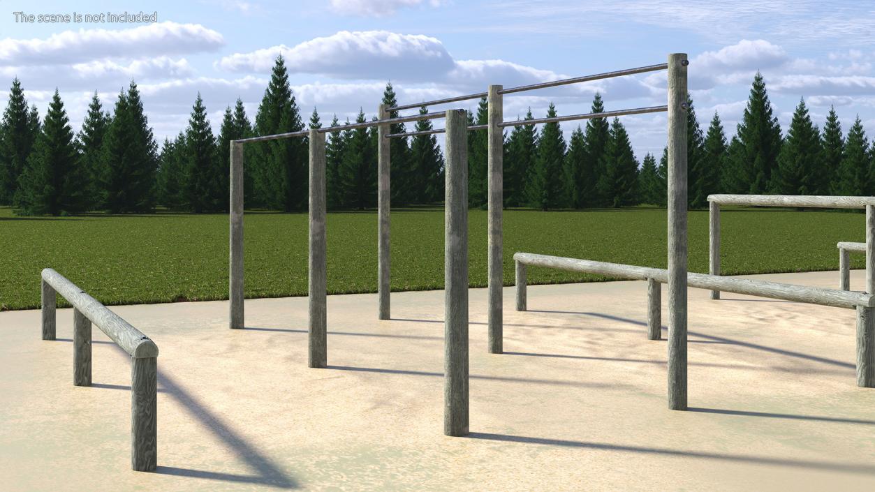 3D Outdoor Wooden Crossbars Old model