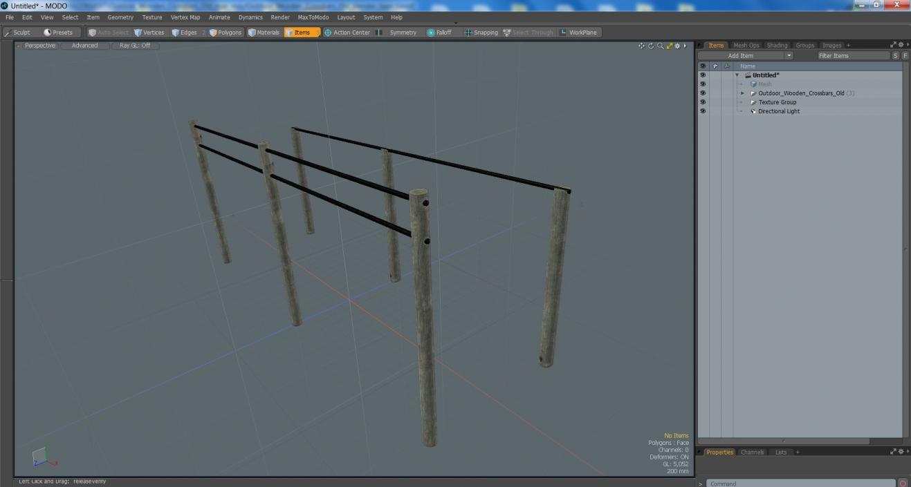 3D Outdoor Wooden Crossbars Old model