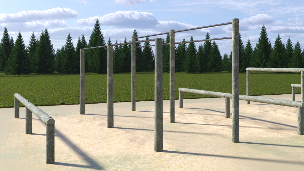 3D Outdoor Wooden Crossbars Old model