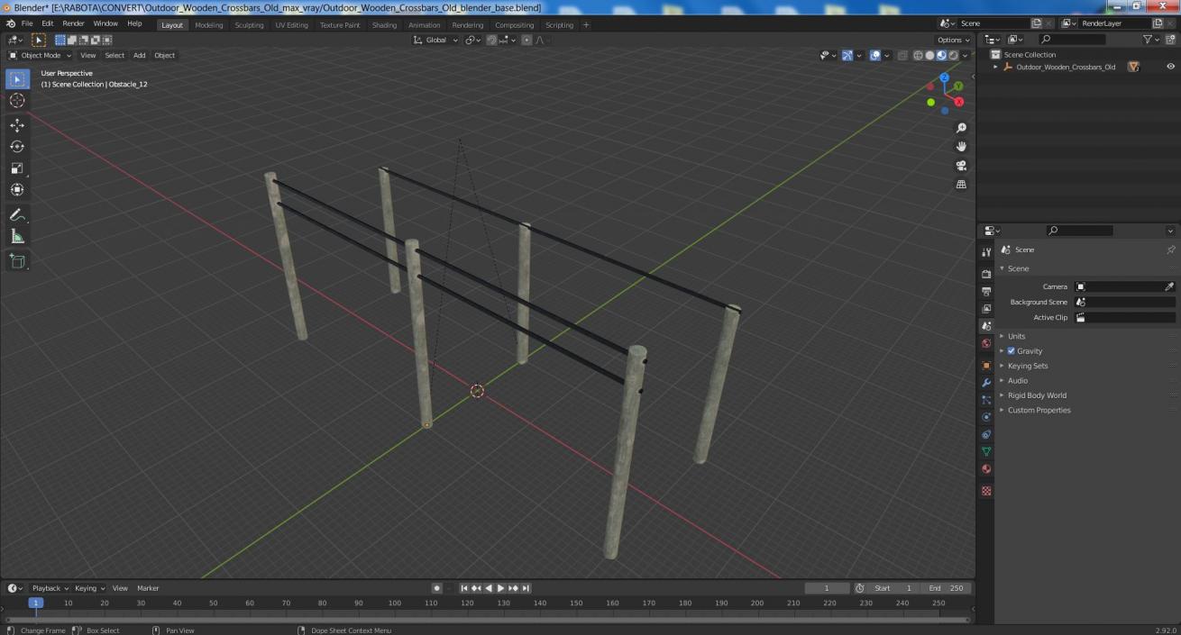 3D Outdoor Wooden Crossbars Old model