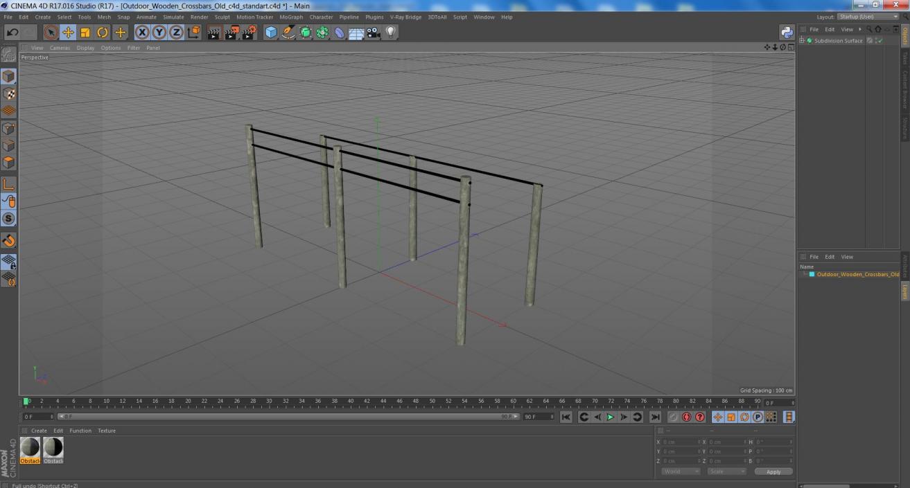 3D Outdoor Wooden Crossbars Old model