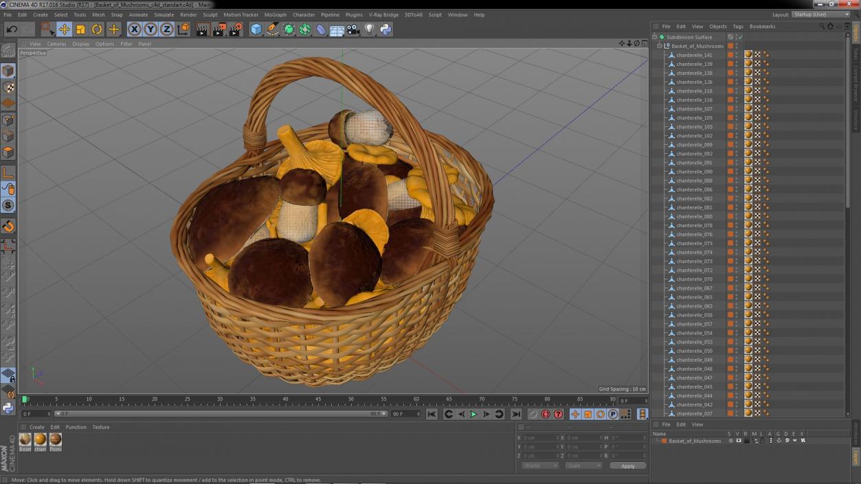 Basket of Mushrooms 3D model