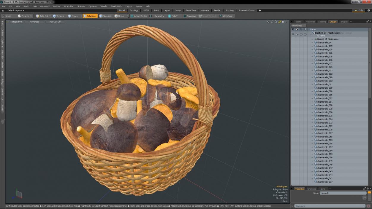 Basket of Mushrooms 3D model