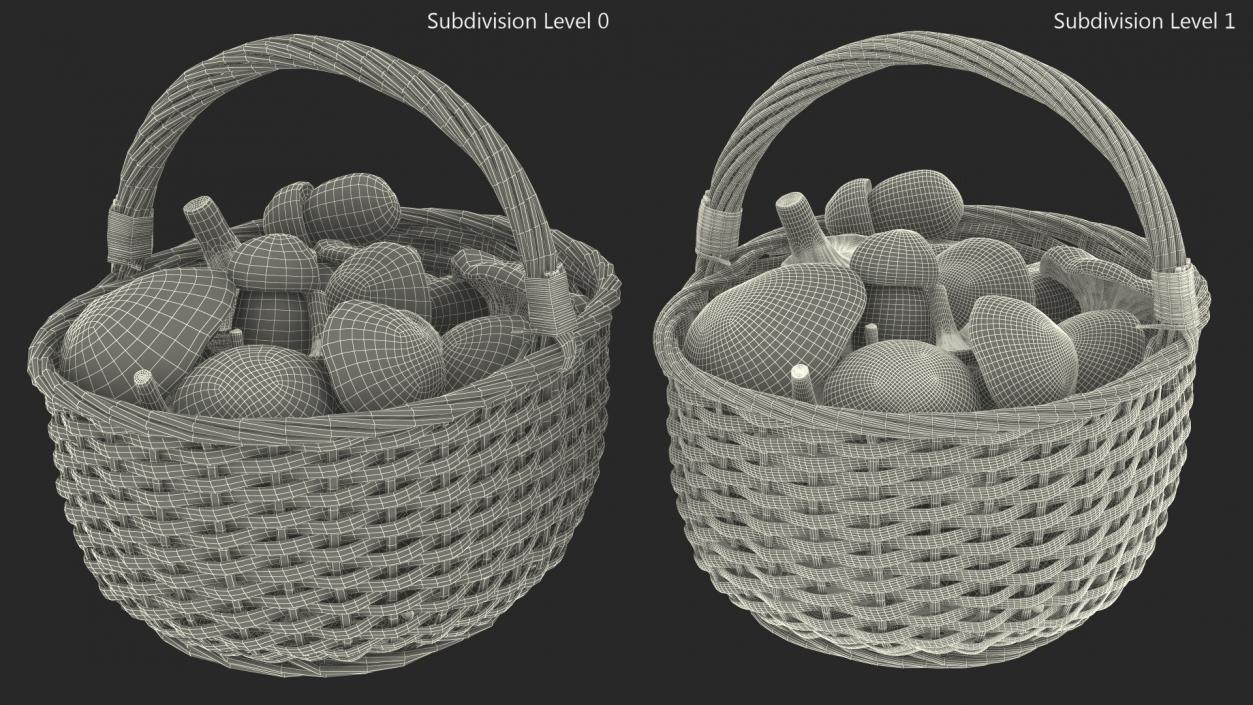 Basket of Mushrooms 3D model